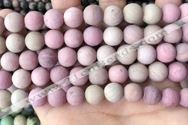 CFW38 15.5 inches 10mm round matte pink wooden jasper beads