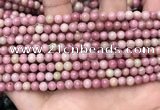 CFW44 15.5 inches 4mm round pink wooden jasper beads wholesale