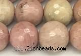 CFW62 15 inches 10mm faceted round pink wooden jasper beads