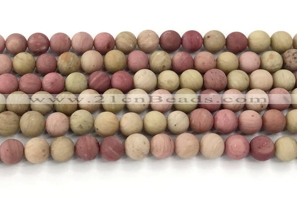 CFW72 15 inches 8mm round matte pink wooden jasper beads