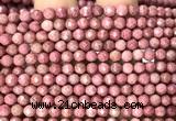 CFW76 15 inches 4mm faceted round pink wooden jasper beads