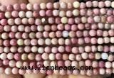 CFW83 15 inches 4mm faceted round pink wooden jasper beads wholesale