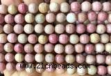 CFW85 15 inches 8mm faceted round pink wooden jasper beads wholesale