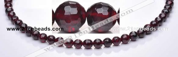 CGA08 multi sizes faceted round natural garnet gemstone beads Wh