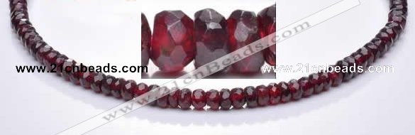 CGA09 4*6mm faceted roundel natural garnet gemstone beads Wholes