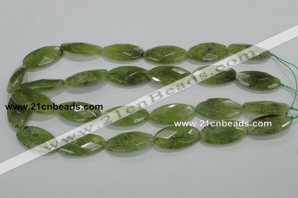 CGA104 15.5 inches 15*30mm faceted oval natural green garnet beads