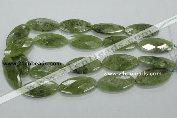 CGA106 15.5 inches 20*40mm faceted oval natural green garnet beads