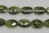 CGA107 15.5 inches 10*14mm faceted oval natural green garnet beads