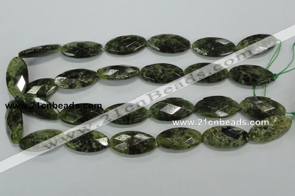 CGA111 15.5 inches 15*30mm faceted oval natural green garnet beads