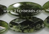 CGA113 15.5 inches 20*40mm faceted oval natural green garnet beads