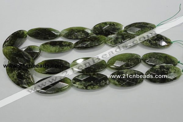 CGA113 15.5 inches 20*40mm faceted oval natural green garnet beads