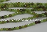 CGA121 15.5 inches 3mm faceted round natural green garnet beads