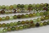 CGA122 15.5 inches 4mm faceted round natural green garnet beads