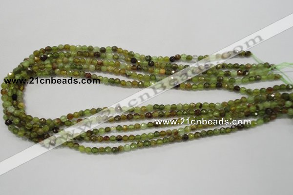 CGA122 15.5 inches 4mm faceted round natural green garnet beads