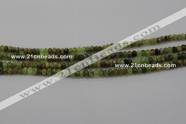 CGA146 15.5 inches 4*6mm faceted rondelle natural green garnet beads