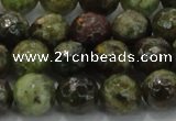 CGA149 15.5 inches 10mm faceted round natural green garnet beads