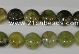 CGA212 15.5 inches 12mm flat round natural green garnet beads