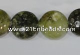 CGA215 15.5 inches 18mm flat round natural green garnet beads