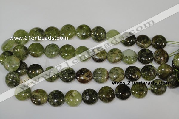 CGA215 15.5 inches 18mm flat round natural green garnet beads