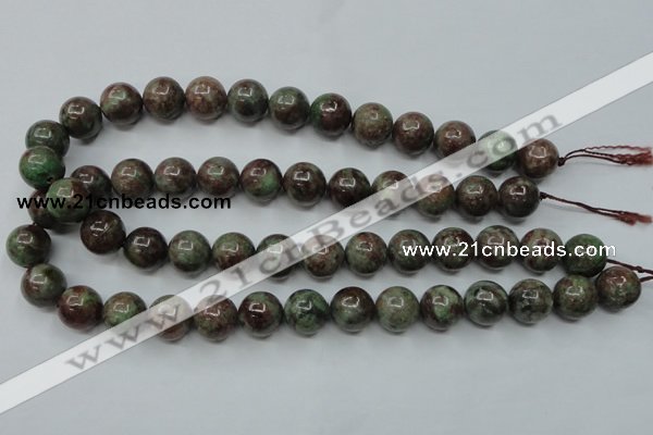 CGA305 15.5 inches 14mm round red green garnet gemstone beads