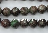 CGA314 15.5 inches 12mm faceted round red green garnet gemstone beads