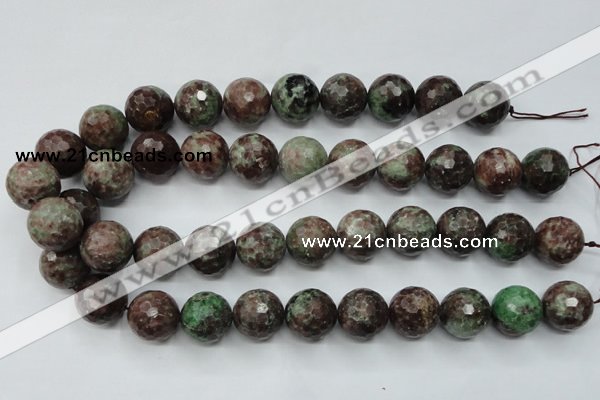 CGA316 15.5 inches 16mm faceted round red green garnet gemstone beads