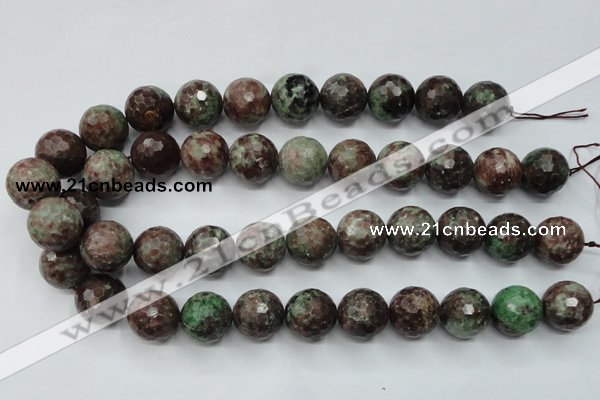 CGA317 15.5 inches 18mm faceted round red green garnet gemstone beads