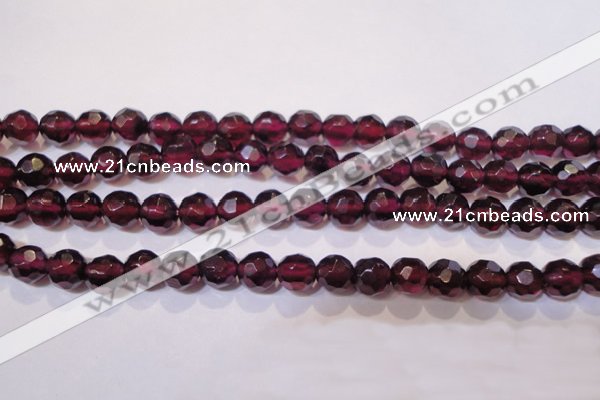 CGA362 14 inches 5mm faceted round natural red garnet beads wholesale