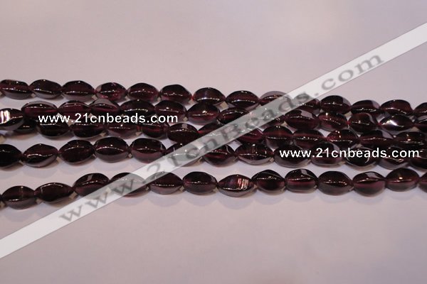 CGA377 15 inches 4*7mm twisted rice natural red garnet beads wholesale