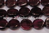 CGA383 15 inches 7mm coin natural red garnet beads wholesale