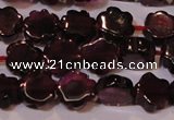 CGA386 15 inches 6mm carved flower natural red garnet beads wholesale