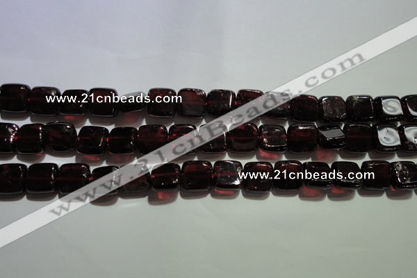 CGA401 15.5 inches 8*8mm square natural red garnet beads wholesale