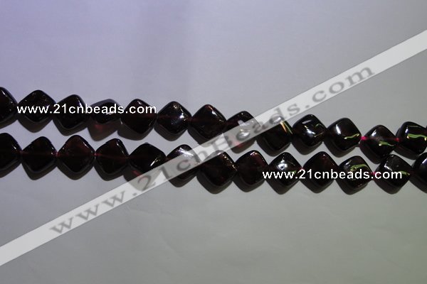 CGA409 15.5 inches 10*10mm diamond natural red garnet beads wholesale