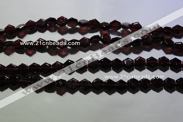 CGA411 15.5 inches 8*9mm hexagon natural red garnet beads wholesale