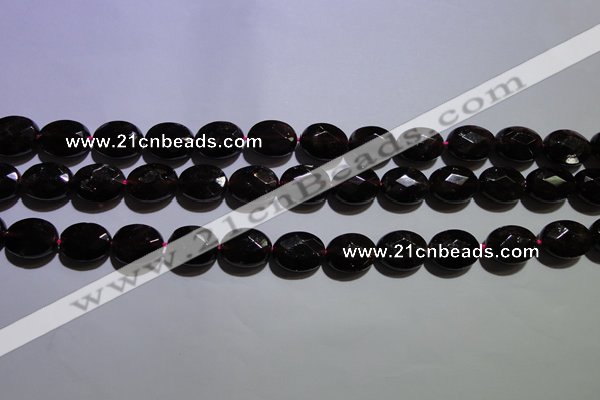 CGA414 15.5 inches 9*12mm faceted oval natural red garnet beads wholesale