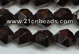 CGA452 15.5 inches 10mm faceted nuggets natural red garnet beads