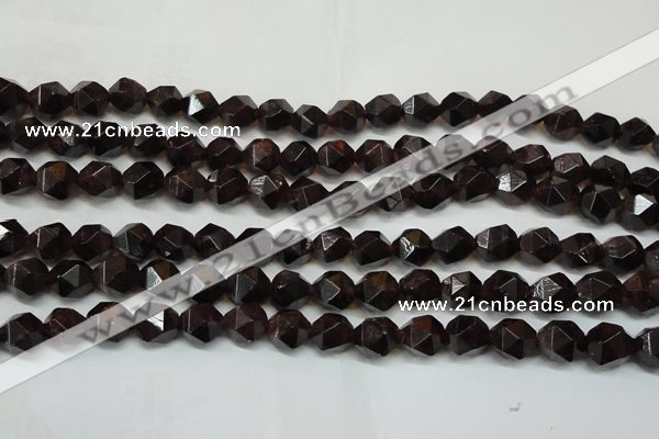 CGA452 15.5 inches 10mm faceted nuggets natural red garnet beads