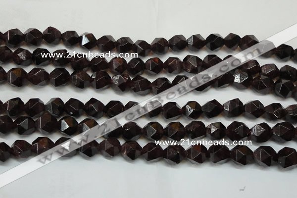 CGA453 15.5 inches 12mm faceted nuggets natural red garnet beads