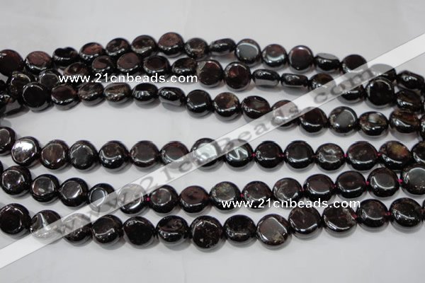 CGA467 15.5 inches 10mm coin natural red garnet beads wholesale