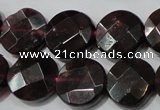 CGA477 15.5 inches 10mm faceted coin natural red garnet beads