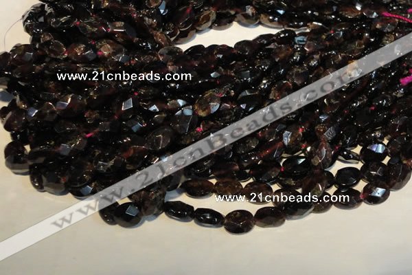 CGA480 15.5 inches 7*9mm faceted oval natural red garnet beads