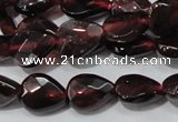 CGA483 15.5 inches 6*8mm faceted flat teardrop natural red garnet beads