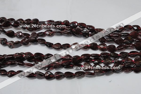 CGA483 15.5 inches 6*8mm faceted flat teardrop natural red garnet beads