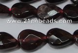 CGA484 15.5 inches 8*10mm faceted flat teardrop natural red garnet beads