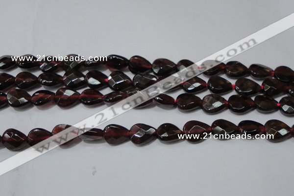 CGA484 15.5 inches 8*10mm faceted flat teardrop natural red garnet beads