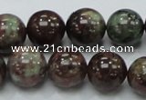 CGA52 15.5 inches 14mm round red green garnet gemstone beads