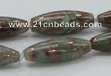 CGA55 15.5 inches 10*30mm rice red green garnet gemstone beads