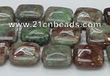 CGA62 15.5 inches 14*14mm square red green garnet gemstone beads