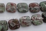 CGA63 15.5 inches 12*12mm square red green garnet gemstone beads