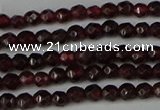 CGA660 15.5 inches 3mm faceted round red garnet beads wholesale